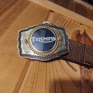 Triumph Motorcycle Leather Belt with buckle